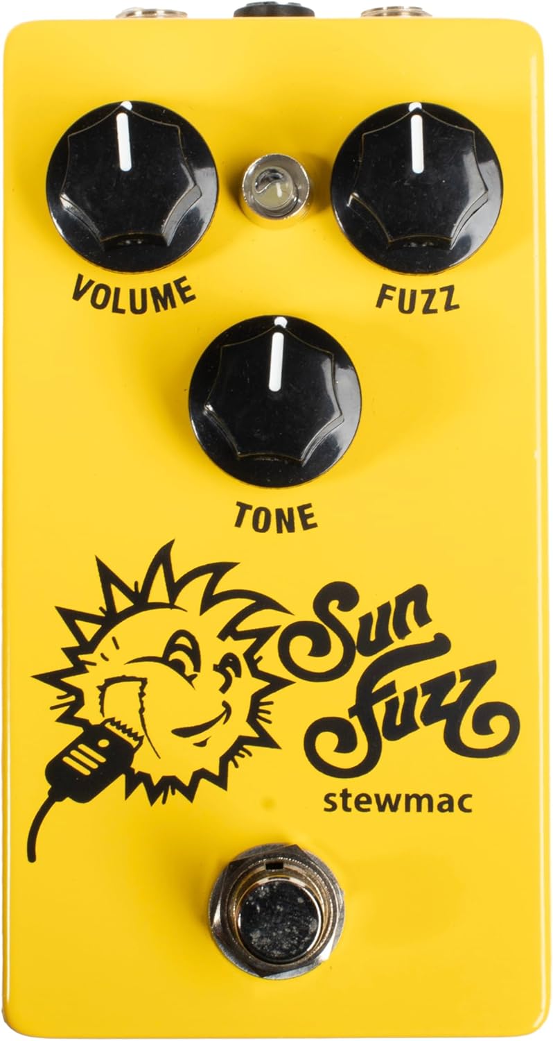 StewMac Sun Fuzz Pedal – Classic 60s-Inspired Fuzz with True Bypass, Silicon BC108 Transistor, Volume, Fuzz & Tone Controls – Bias and Clean Trim Pots - Image 1